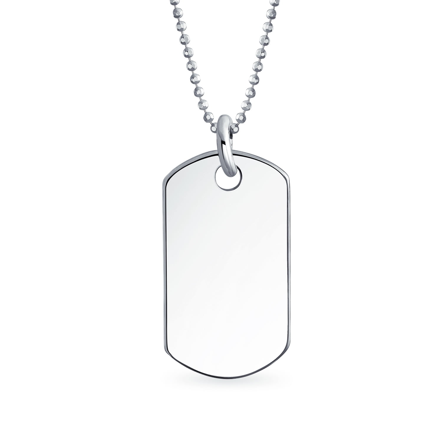 Dog Tag Pendant Necklace in Sterling Silver with Chain