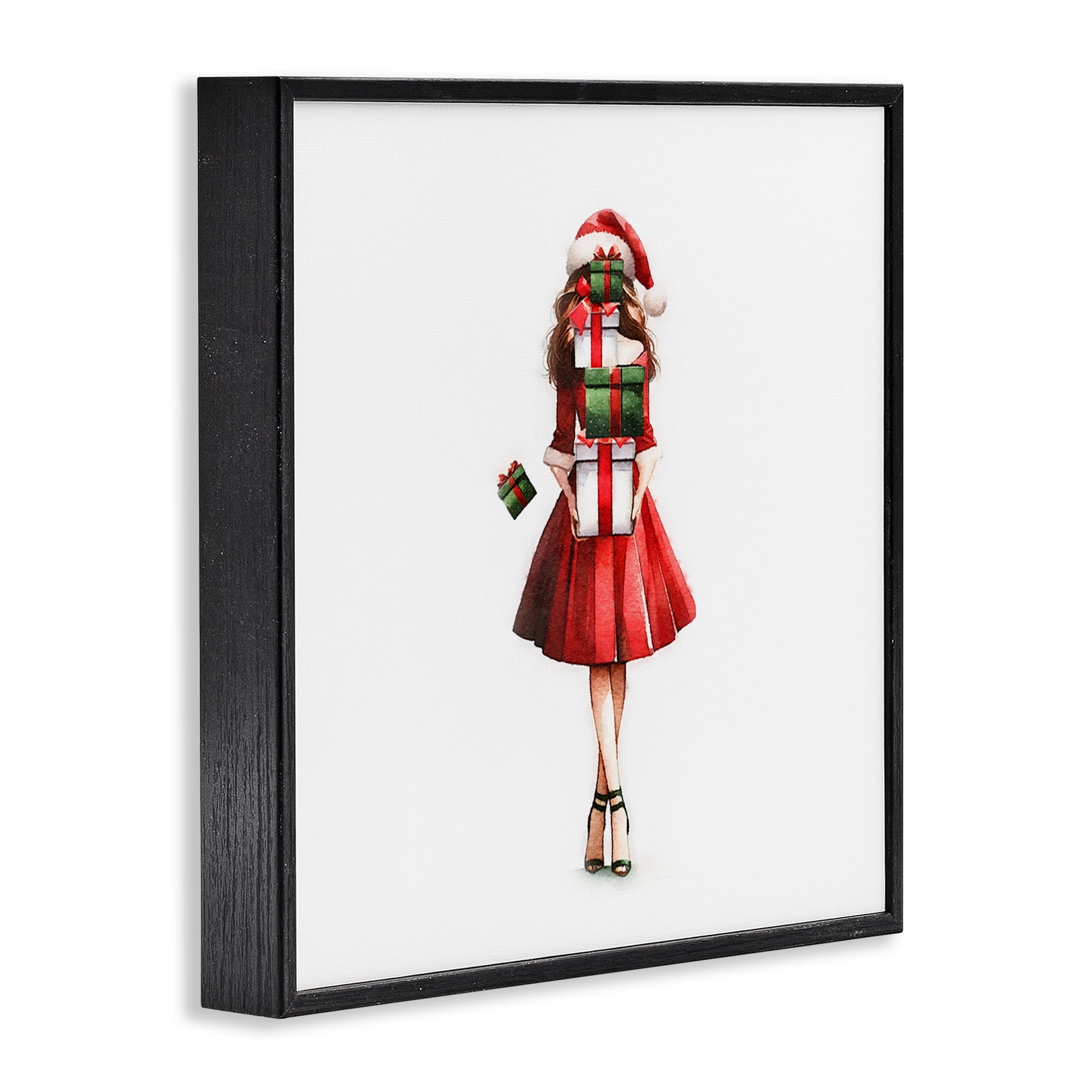 Stupell Industries Carrying Christmas Fun Holiday Painting Black Framed Art Prints Wall Art, 17 x 17