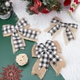 thumbnail image 3 of Black White Plaid Gift Bows Burlap Wreaths Bows Christmas Tree Topper for Wedding Holiday Birthday Party Decoration 12" x 9.4" DIY, 3 of 5