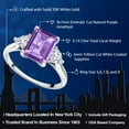 thumbnail image 2 of Gem Stone King 10K White Gold Purple Amethyst and White Created Sapphire 3 Stone Engagement Ring for Women (3.14 Cttw, Emerald Cut 9X7MM, Gemstone February Birthstone, Size 9.5), 2 of 5