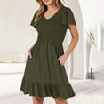 thumbnail image 2 of Ruyang Summer Dresses for Women V Neck Short Sleeve Flowy Tshirt Dress Casual Loose Sundress with Pockets Women's Work Dresses, 2 of 9