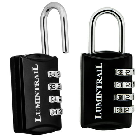 Lumintrail 2 Pack Set-Your-Own 4 Digit Combination Padlock with 1/2 Inch Shackle Lock All Metal - Assorted
