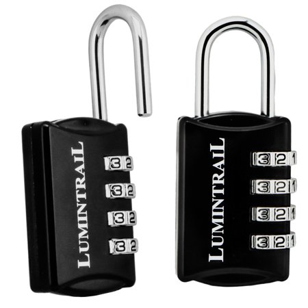 Lumintrail 2 Pack Set-Your-Own 4 Digit Combination Padlock with 1/2 Inch Shackle Lock All Metal - Assorted (Best Outdoor Combination Lock)