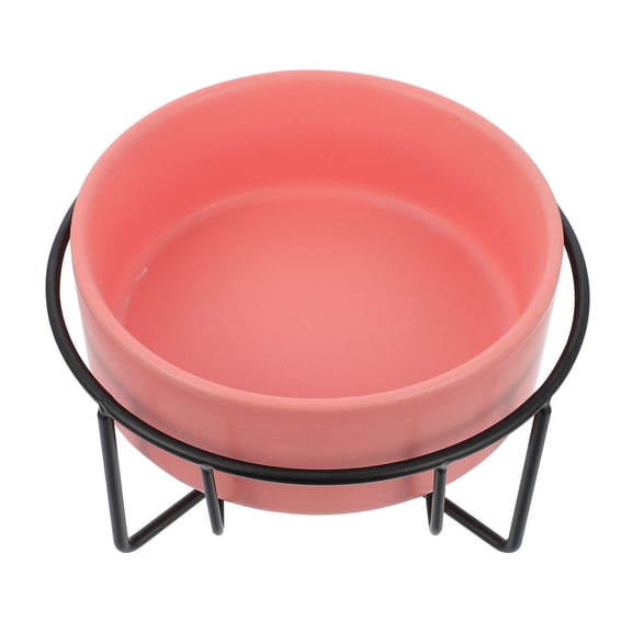 Raindrops 1Set Protective Pet Feeder Bowl with Stand Pink Mealtime