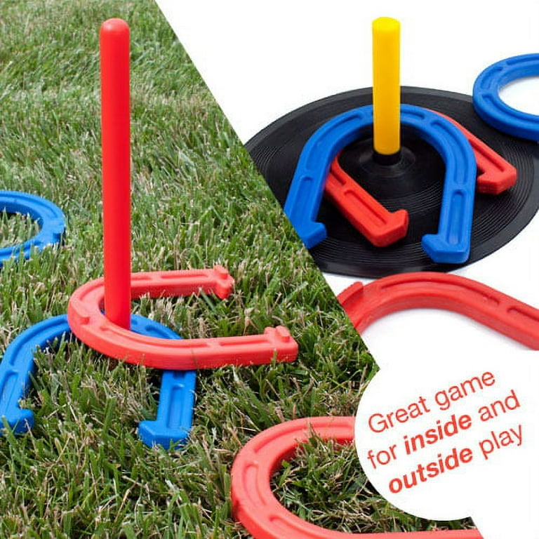 Brybelly Holdings Plastic Horseshoe and Ring Toss Game Set - 2 in 1 