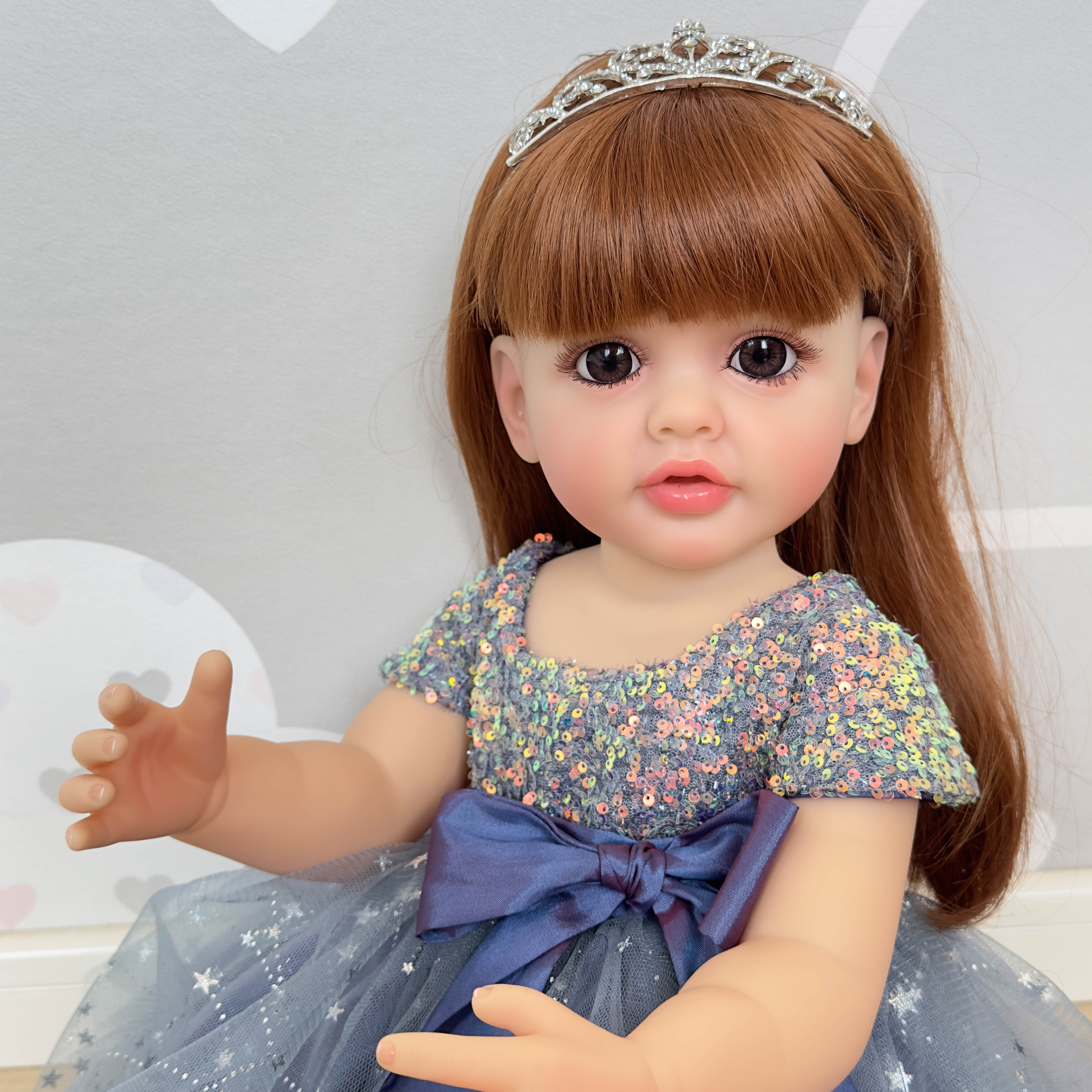 iCradle Lifelike Lovely Toddler Dolls Girl 22 Inch Realistic Beatiful Reborn Babies Soft Full Body with Wig Sheath Birthday Gift for Kids Age 3+