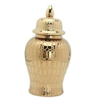 Traditional Ceramic Ginger Jar Flower Pot Flower Plants Holder Temple Jar Flower Vase for Home Table Centerpieces Countertop Party Decor , Gold