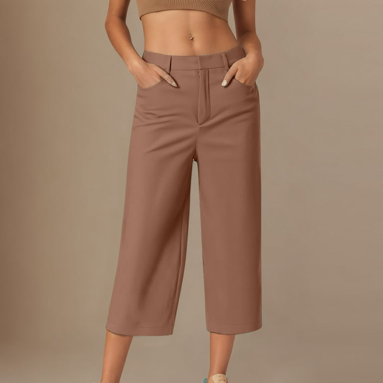 CFLVAEK Dressy Capri Pants for Women High Waist Stretch Womens Dress Capris  Pants for Summer with Pockets Work Business Twill Pants Brown XXL -  Walmart.com