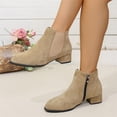 thumbnail image 4 of Willtoo Women's Slip on Ankle Boot, Western Almond Round Toe Low Heel Elastic Bootie Beige, 4 of 5