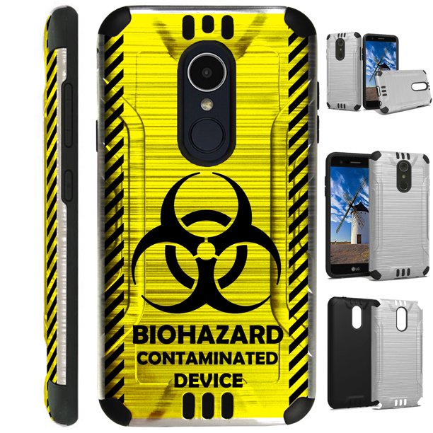 Compatible With Lg Rebel 4 Lg Rebel 3 Brushed Metal Texture Hybrid Silver Guard Phone Case Cover Yellow Biohazard Walmart Com