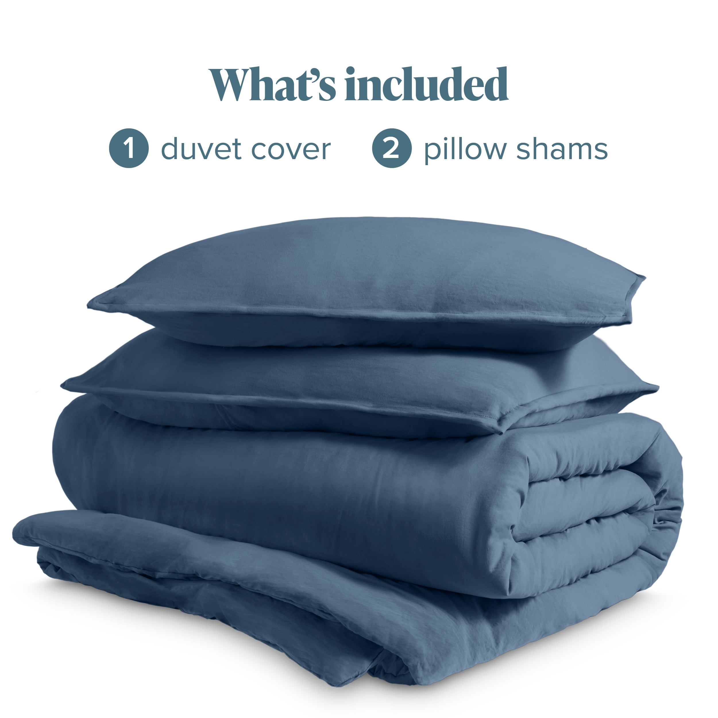 Bare Home Washed Duvet Cover Set - Ultra-Soft - Premium 1800 Collection - 3 Piece - King/Cal King, Bering Sea