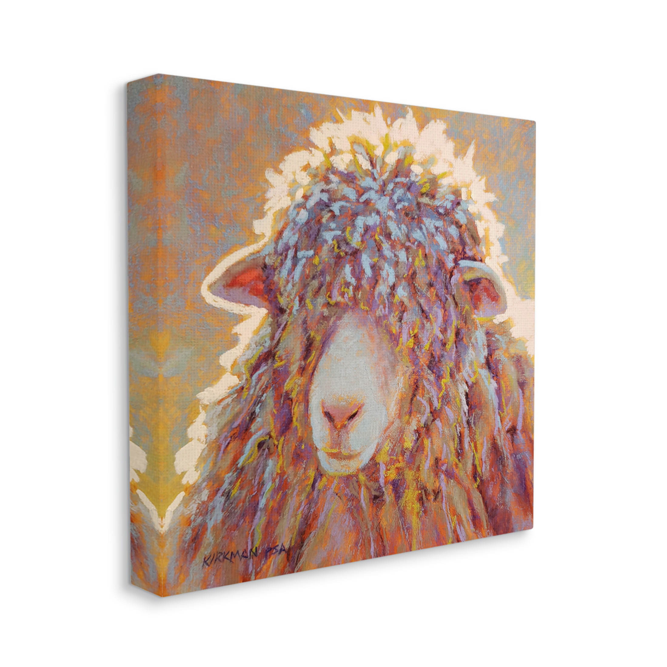 Wooly Sheep Animal Portrait Animals & Insects Painting Gallery Wrapped Canvas Print Wall Art
