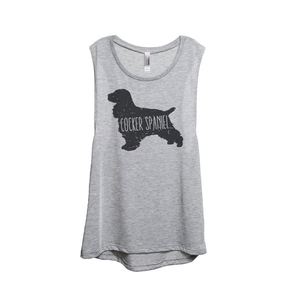 Thread Tank Cocker Spaniel Dog Silhouette Women's Sleeveless Muscle Tank Top Sport Grey Small