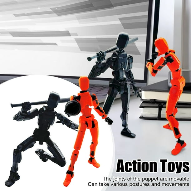 2 Pcs T13 Action Figure Robot,Stikbot Toys with Weapon Accessories, Titan 13 Action Figure,3D Printed Multi-Jointed Movable, The Toys That Children Hope To Have (Multi-Color)