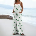 thumbnail image 2 of Cavosen St. Patrick's Day Plus Size Oversized Linen Jumpsuits Long Overalls with Pocket Print Lightweight Summer Vacation Rompers, 2 of 6