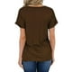 thumbnail image 4 of Camiseta de mujer Cuello en V Manga corta Blusa de bolsillo Verano Casual Top, Marrón, S Advancent AP001345-16, 4 of 5