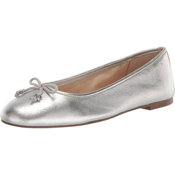Sam Edelman Felicia Luxe Soft Silver Slip On Round Toe Flexible Wide Ballet Flat (Soft Silver, 7)