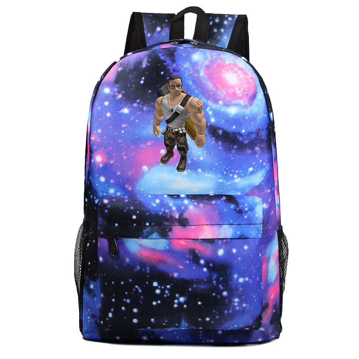 Anime Roblox Backpack Travel Outdoor Daypack Blue Galaxy School