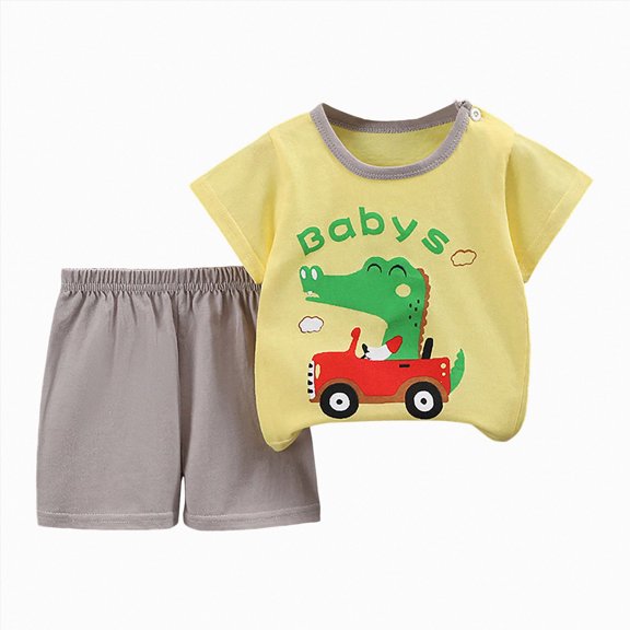 Sgkm Toddler Baby Girls Trendy Clothes for 2t 3t Girls Cute Summer Short Sleeve T-Shirt Tops Shorts Clothes Sets Baby Outfits Green 7-8 Years