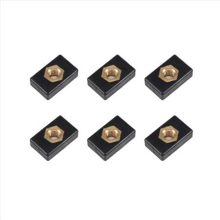 6Pcs M6 Copper Sliding Nut Side Mount Slide Track Rail Fishing Rod Pole Holder Mounting Base for Kayak Boat Canoe 6 * Slide Track Rail Base black
