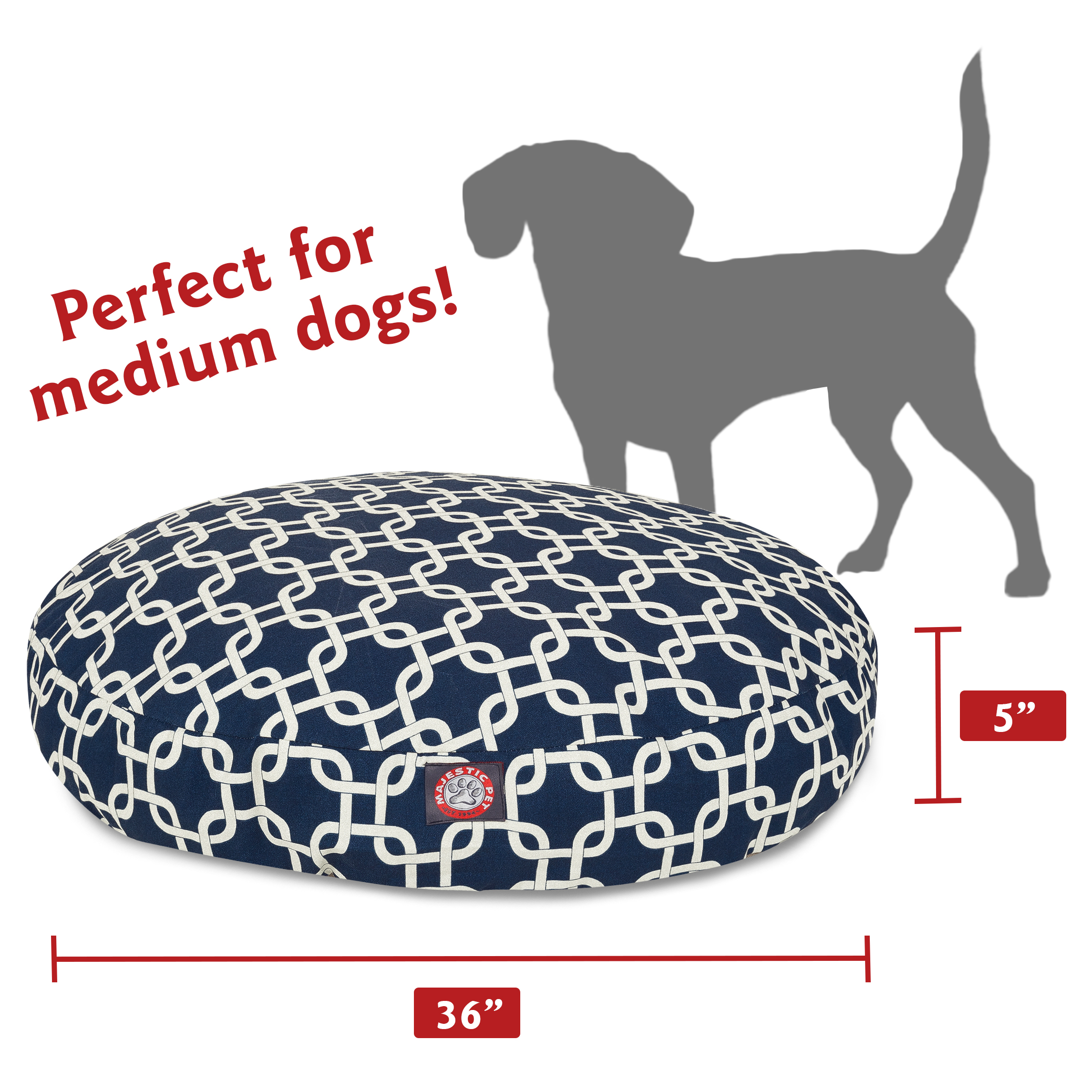 Majestic Pet | Links Round Pet Bed For Dogs, Removable Cover, Navy Blue, Medium