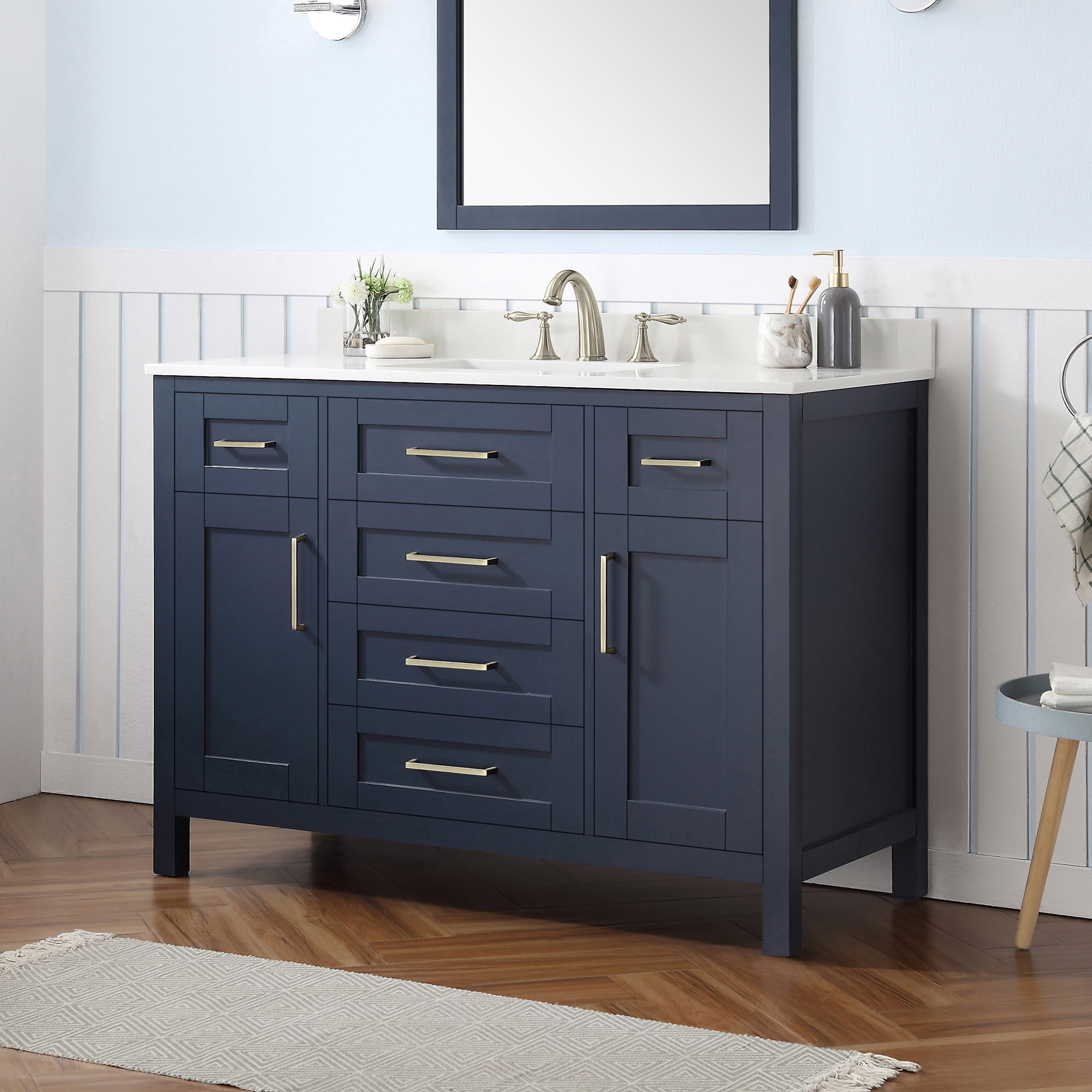 Ove Decors Tahoe 48 W x 21" D Freestanding Bathroom Vanity with Sink, Midnight Blue