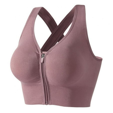 

Women s High-Support Padded Zip-Front Sports Bra - Gathered Beauty Back Yoga Underwear No Underwire Fitness Running Shock Resistant Quick-drying Bra