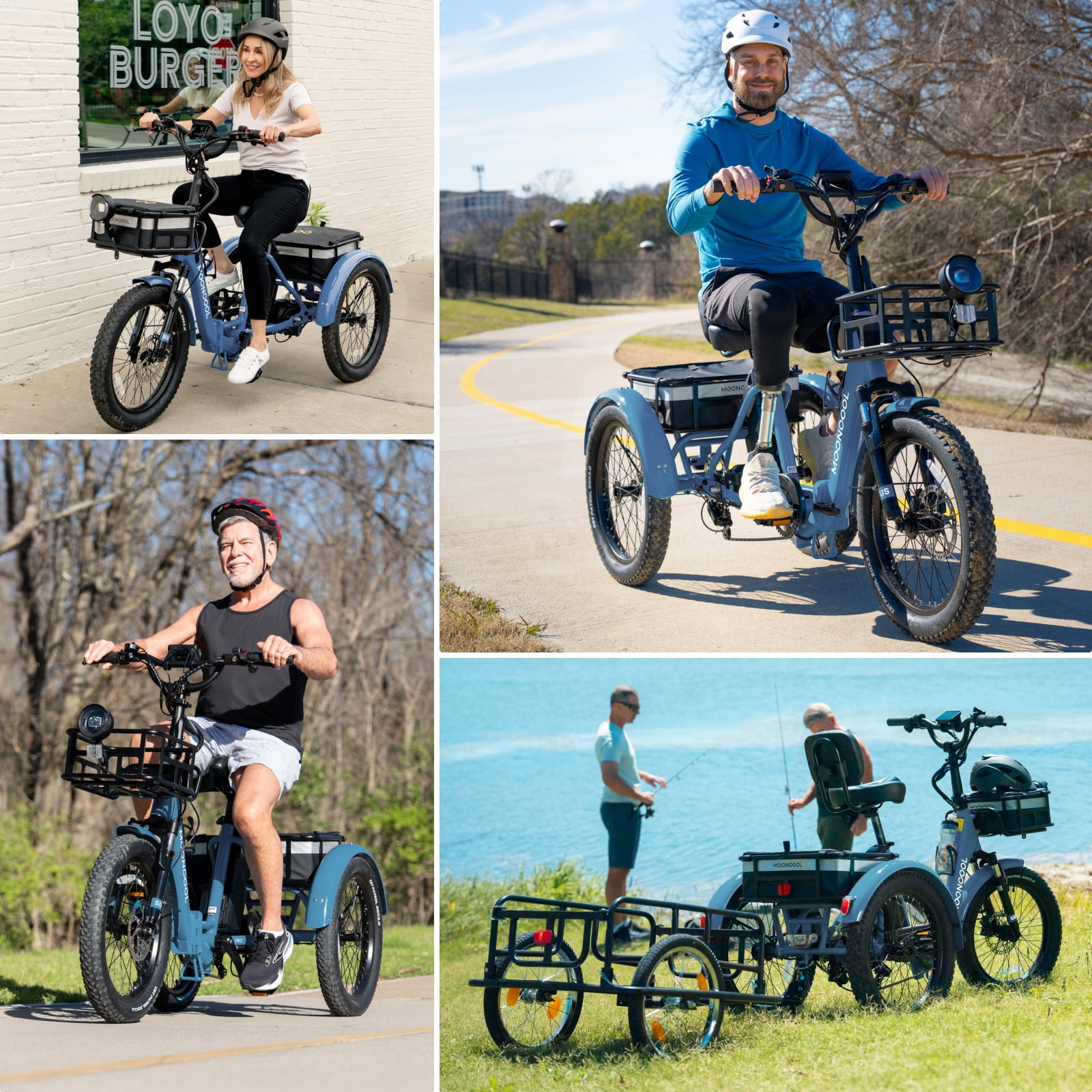 MOONCOOL TK Pro Foldable Electric Tricycle W/ Rearview mirror accessory Kit, 1500W Motor 48V 20Ah Battery, 20" Fat Tire Three Wheel 6-Speed Electric Mountain Bicycle for Adults