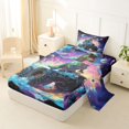 thumbnail image 2 of Homewish Dinosaur Monster Truck Twin Sheets,Vintage Animal Bedding,Blue Purple,3pcs,1 Fitted Sheet and 1 Pillowcase, 2 of 6