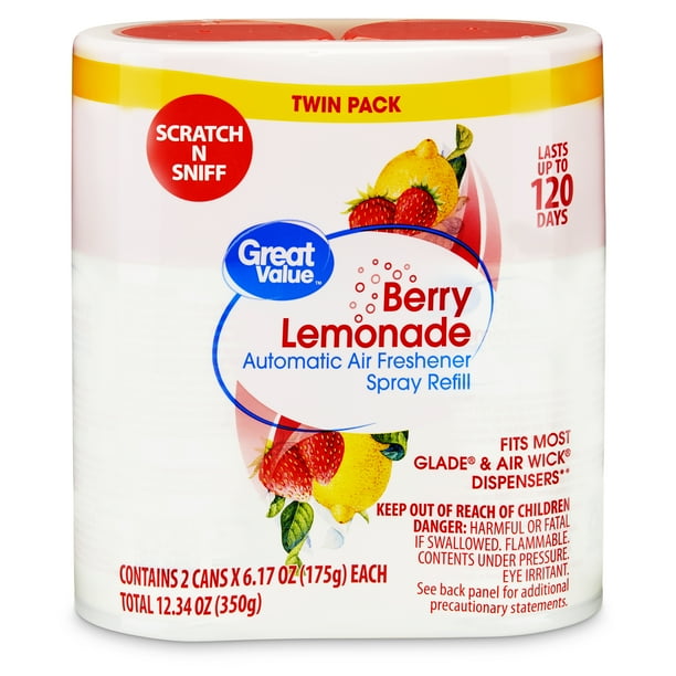 Great Value Automatic Air Freshener Spray Refill, Berry Lemonade, Twin