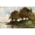 thumbnail image 2 of Paul Désiré Trouillebert 24x16 Gold Ornate Framed and Double Matted Museum Art Print Titled - River Bank, 2 of 4