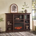 thumbnail image 2 of Walker Edison Traditional 70” Mantel Fireplace with Open Shelves, Brown, 2 of 18