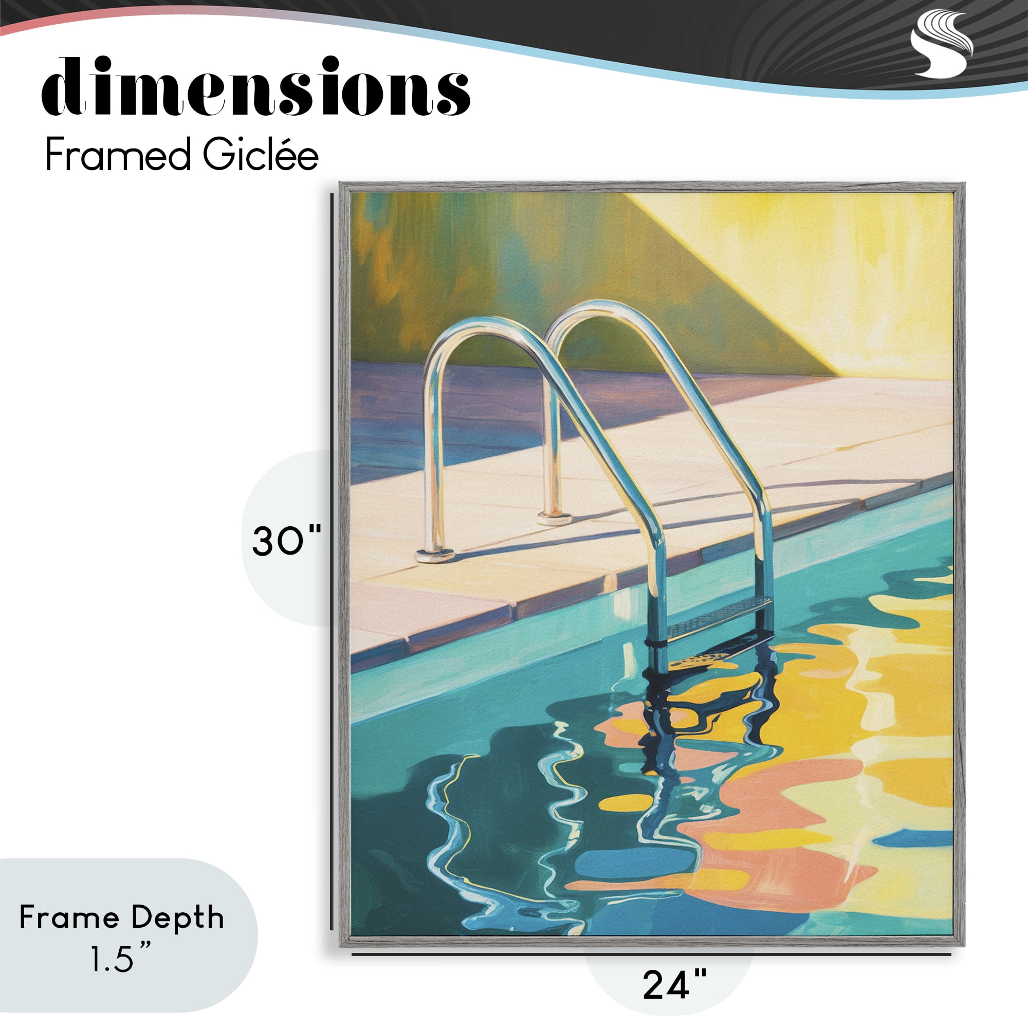 Stupell Industries Pool Ladder At Sunset Gray Framed Giclee Art, design by Andreas Magnusson