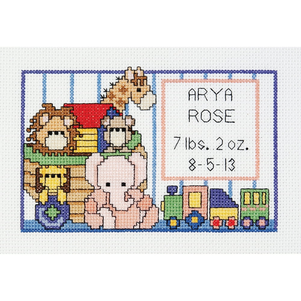 Noah's Ark Birth Sampler Mini Counted Cross Stitch Kit, 6" x 4"