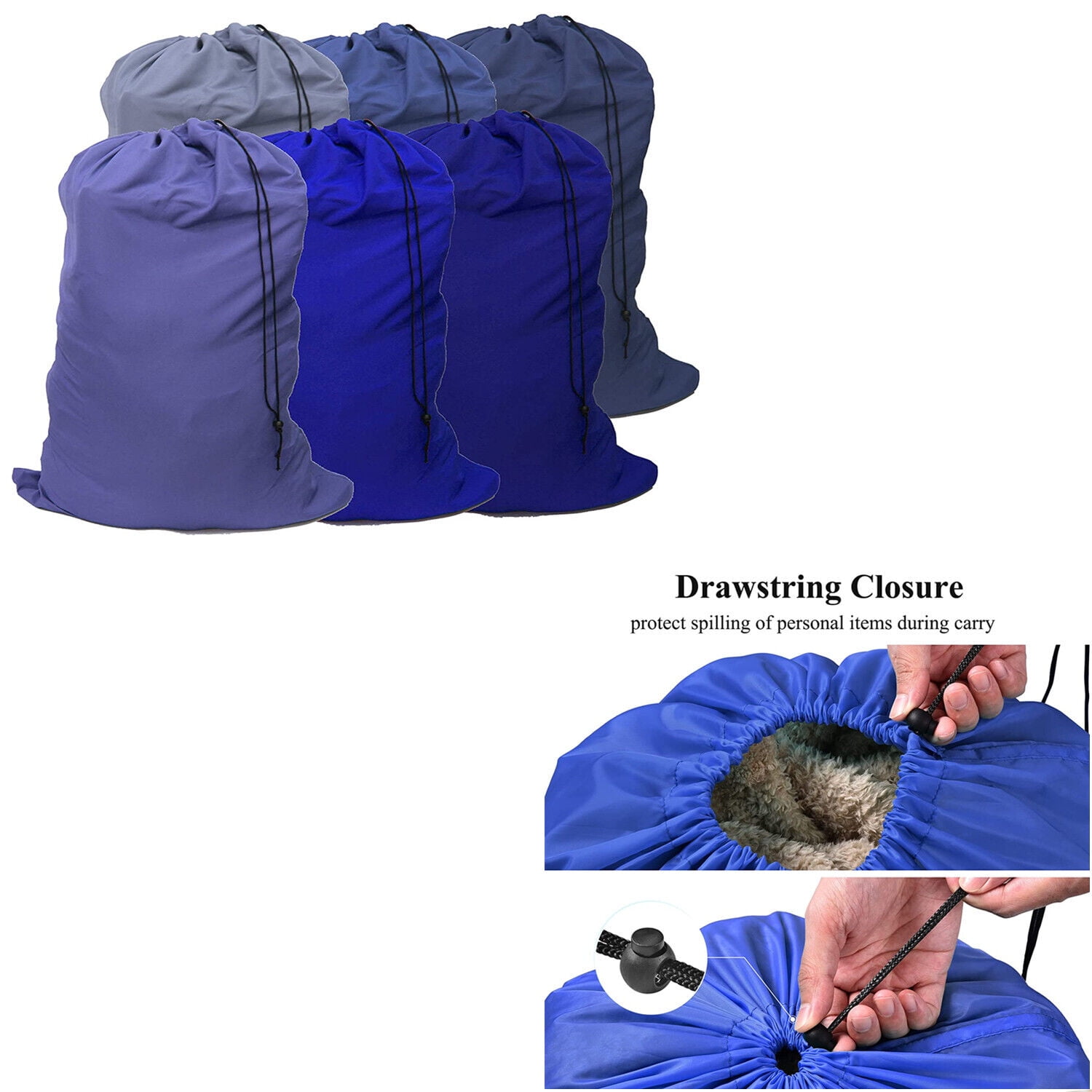 12 Pack Extra Large 29" X 40" Nylon Washable Laundry Bag, Heavy Duty Hamper Drawstring, Assorted Colors