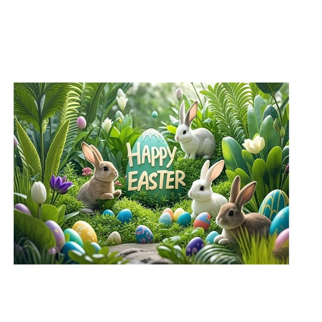 Easter Bunny Pattern Soft Velvet Carpet Festive Atmosphere Cute Decoration Carpet For Home 40X60CM A1