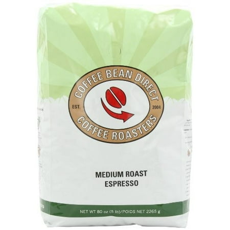 Coffee Bean Direct Dark Roast Whole Bean Espresso, Original, 5 Lb
