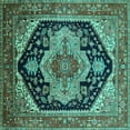 thumbnail image 1 of Ahgly Company Machine Washable Indoor Square Geometric Turquoise Blue Traditional Area Rugs, 6' Square, 1 of 4