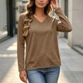 thumbnail image 6 of jjayotai Womens Long Sleeve Shirts V Neck Basic Tee Tops Dressy Casual Business Work Blouses Fall Outfits, 6 of 6