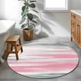 thumbnail image 4 of Pink Grey Ombre Round Rugs 3.3ft, Abstract Art Oil Painting Modern Non Slip Washable Rug Runner, Low Pile Indoor Floor Carpet Mat Bathroom Rugs for Living Room, Bedroom, Kids Room, 4 of 9