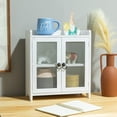 thumbnail image 5 of 2 Tiered Storage Cabinet, Countertop Cabinet, Wood Organizer for Kitchen Living Room Bedroom Bathroom Office with Magnetic Door, 15.75 x 14.5 x 6.5, White, 02, 5 of 16