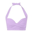 thumbnail image 6 of BYHONG Women Swimwear Tops Underwire Full Coverage Bikini Top Push up Swim Crop Top Tie Back Bathing Suit Tops Purple M, 6 of 7