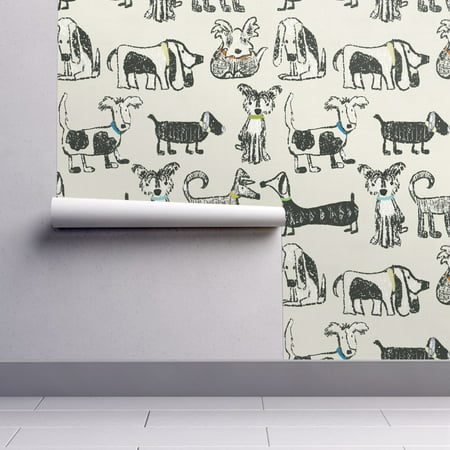 Removable Water-Activated Wallpaper Dogs Pet Animal Gender Neutral (Best Gender Neutral Nursery)