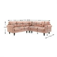 thumbnail image 7 of L-Shaped Sectional Sofa, Modern Upholstered Accent Sofa with Padded Back and Wood Legs Sectional Couch for Living Room Bedroom Apartment, Pink, 7 of 7