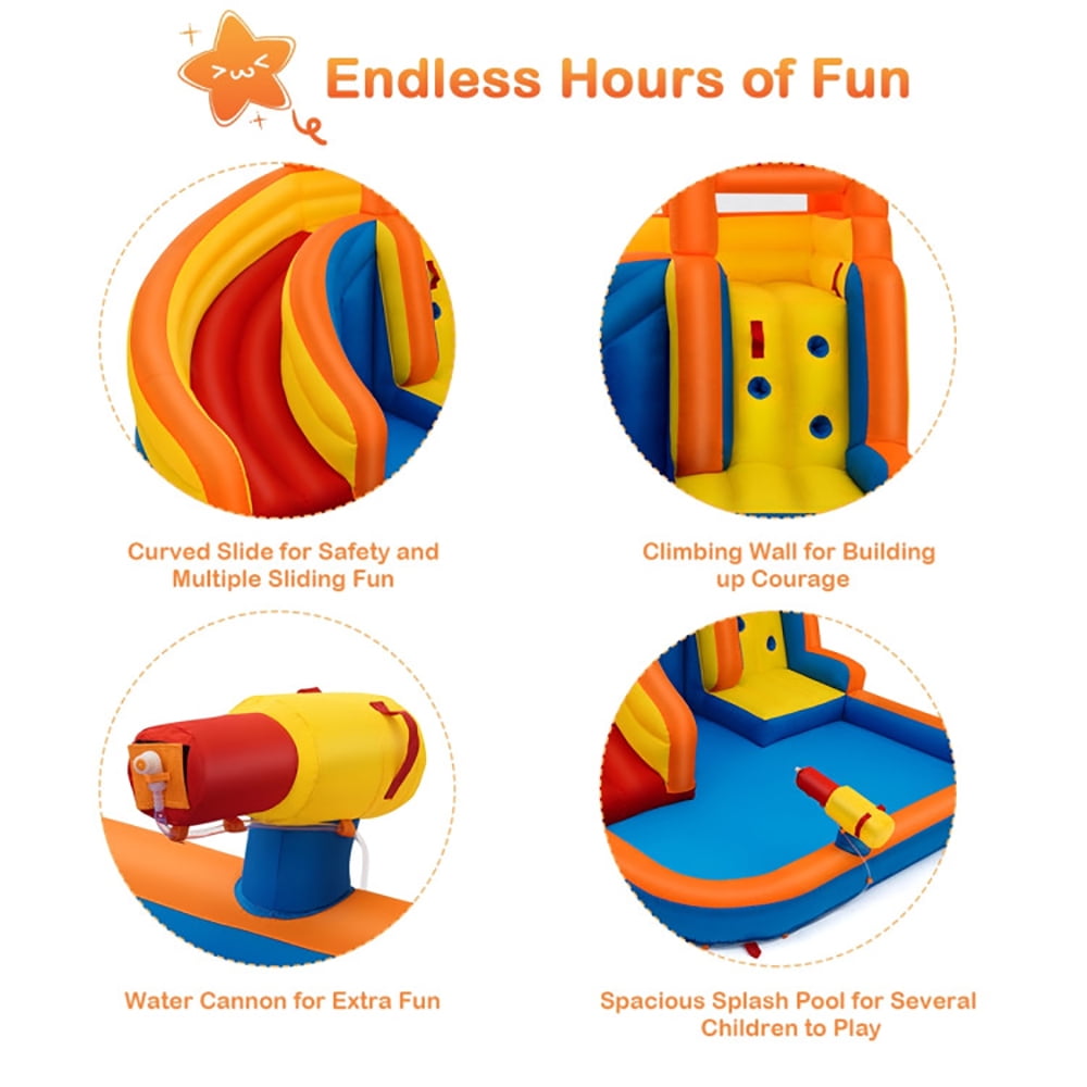 Aimee Lii Inflatable Water Bouncer House with Climbing Wall, Kids Water Park Bounce House