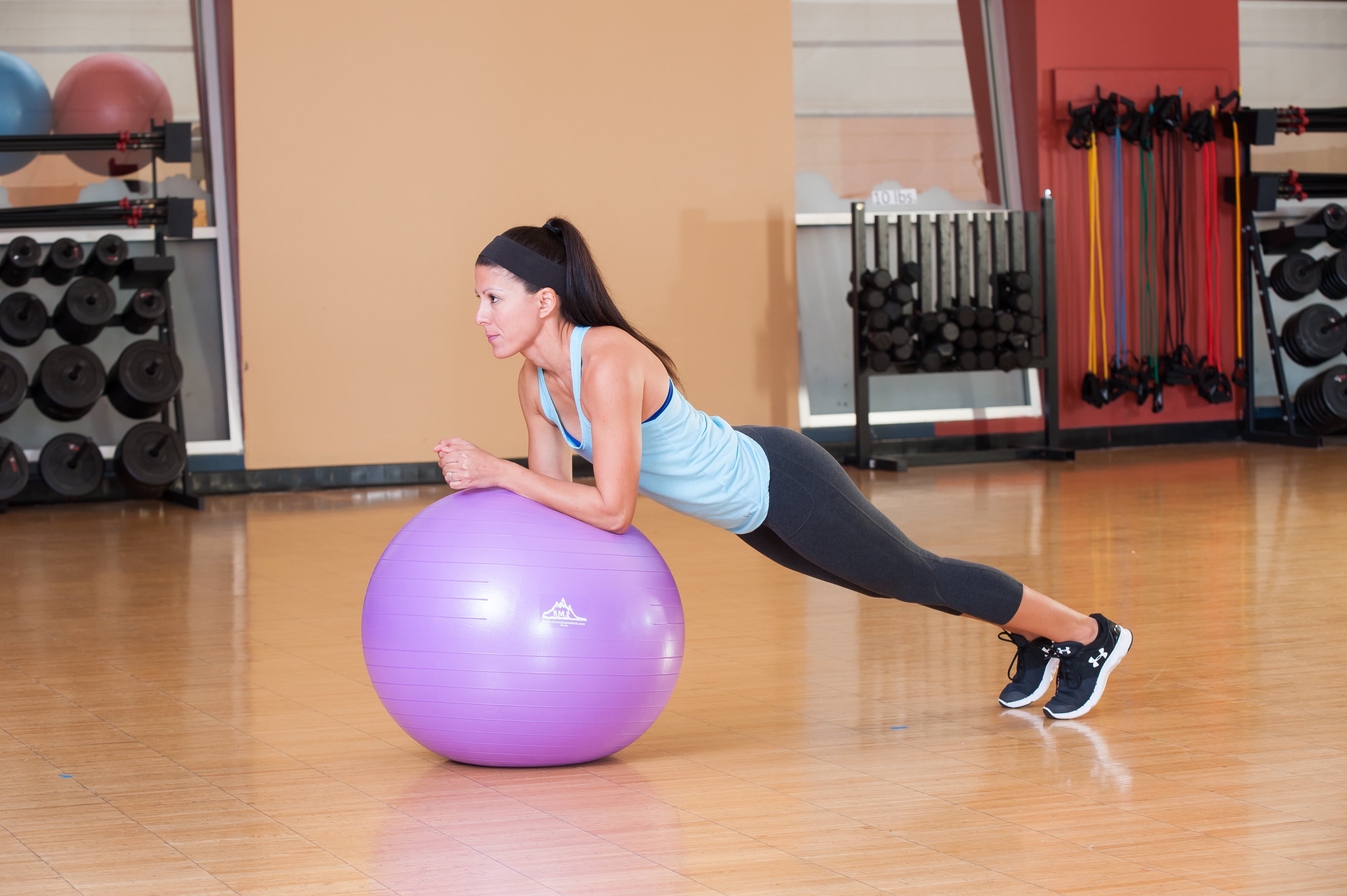 Black Mountain Products Professional Grade Stability Ball - Pro Series 1000lbs Anti-burst 2000lbs Static Weight Capacity 55cm Purple