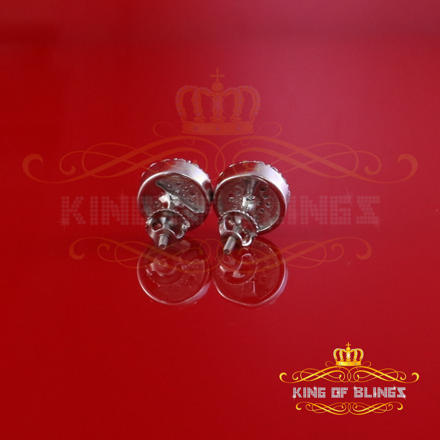 King of Bling's 925 Yellow Silver 0.66ct VVS 'D' Moissanite Round Stud Earring Men's/Womens