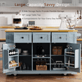 thumbnail image 3 of Lunale 53" Kitchen Island with Drop Leaf, Power Outlets, Rolling Kitchen Storage Cart with Drawers and Racks, Gray Blue (Not include chairs), 3 of 13