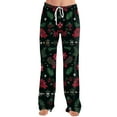 thumbnail image 5 of Fabrcox Christmas Pajamas Bottoms for Women Loose Fit Christmas Snowman Printed Drawstring Lightweight Women Loungewear Army Green XXXL, 5 of 6