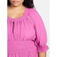 thumbnail image 3 of Terra & Sky Women’s Plus Smocked Waist Blouse, Sizes 0X-5X, 3 of 5